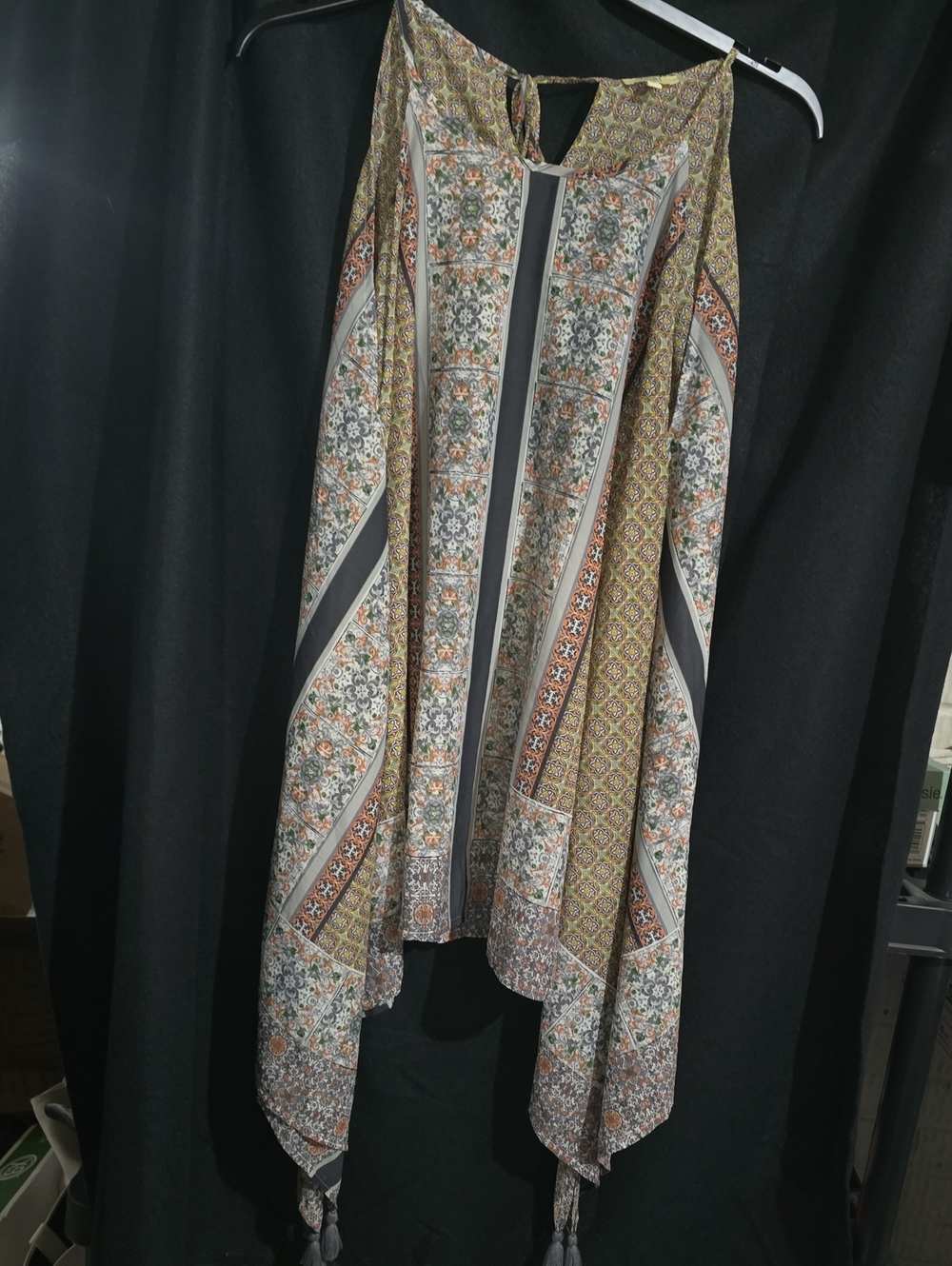 Kori Multicolor Boho Tile-Print Sleeveless Draped Dress